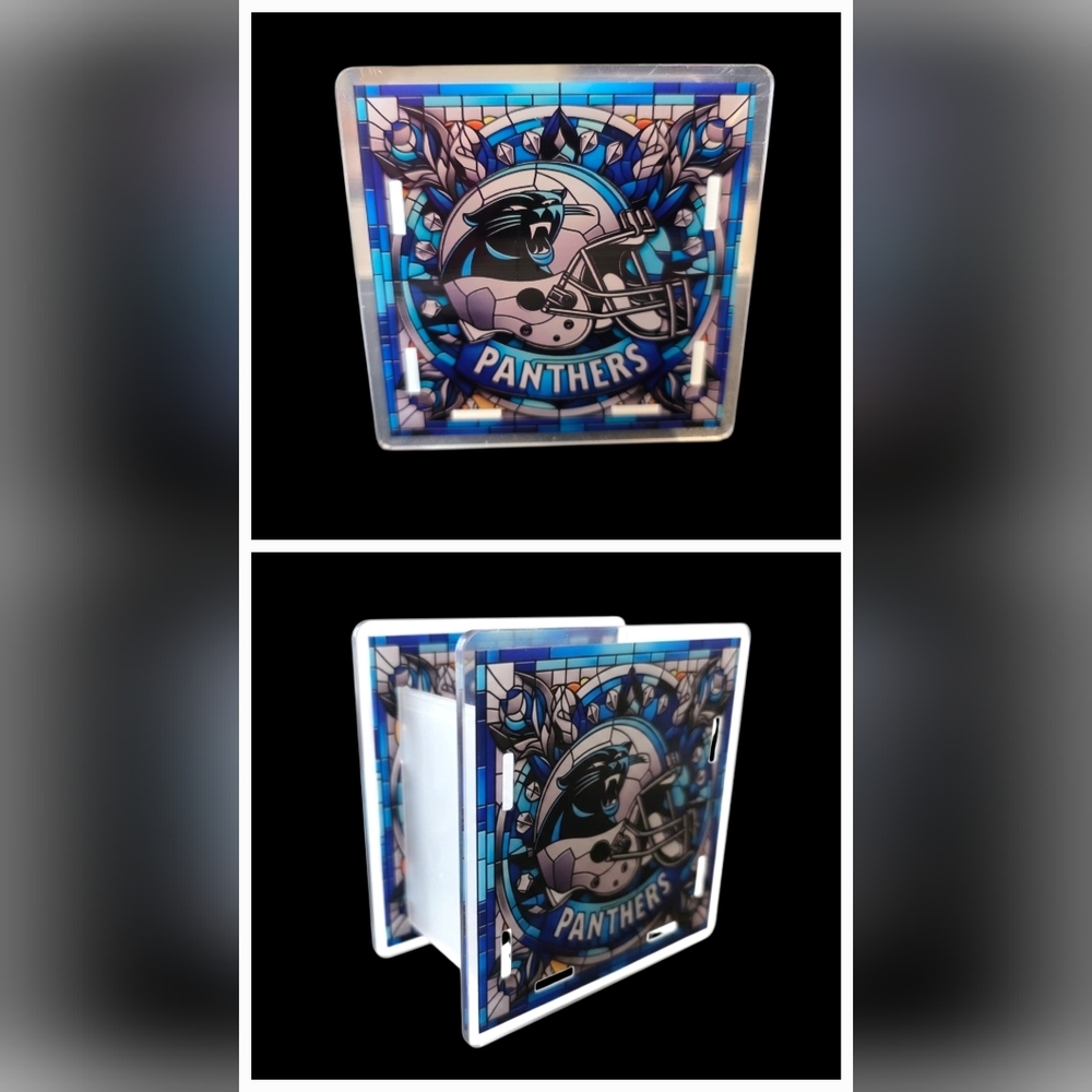 Carolina Panthers Stained Glass Style Display | 3.5 x 3.5 | NFL Decor